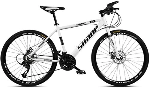 Mountain Bike : HCMNME Mountain Bikes, 26 inch mountain bike male and female adult super light variable speed bicycle spoke wheel Alloy frame with Disc Brakes (Color : White, Size : 30 speed)