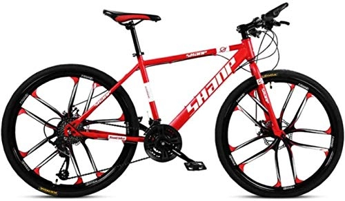Mountain Bike : HCMNME Mountain Bikes, 26 inch mountain bike male and female adult super light variable speed bicycle ten cutter wheels Alloy frame with Disc Brakes (Color : Red, Size : 21 speed)