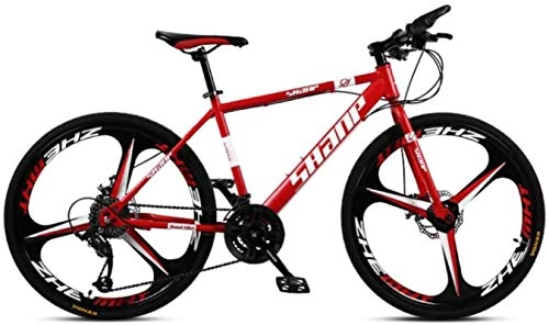 Mountain Bike : HCMNME Mountain Bikes, 26 inch mountain bike male and female adult super light variable speed bicycle tri-cutter Alloy frame with Disc Brakes (Color : Red, Size : 30 speed)