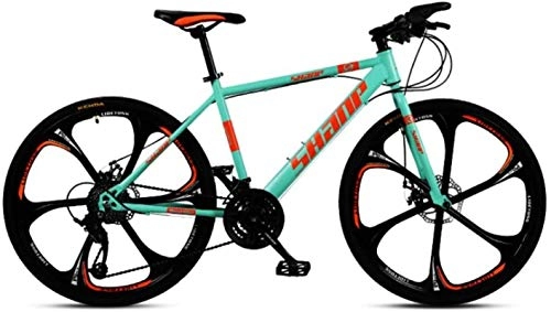 Mountain Bike : HCMNME Mountain Bikes, 26 inch mountain bike male and female adult ultra-light variable speed bicycle six cutter wheels Alloy frame with Disc Brakes (Color : Green, Size : 30 speed)