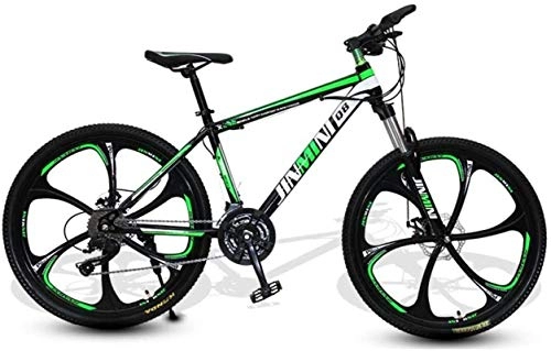 Mountain Bike : HCMNME Mountain Bikes, 26 inch mountain bike six-cutter wheel Alloy frame with Disc Brakes (Color : Dark green, Size : 21 speed)