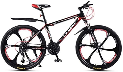 Mountain Bike : HCMNME Mountain Bikes, 26 inch mountain bike variable speed male and female mobility six-wheel bicycle Alloy frame with Disc Brakes (Color : Black red, Size : 30 speed)