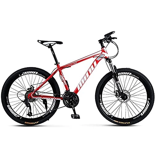 Mountain Bike : HHORB Off-Road Mountain Bikes High Carbon Steel Frame Shock Absorber Front Fork 21 / 24 / 27 Speed Dual Disc Brake 24 / 26 Inch Youth Men And Women, B, 27 speed