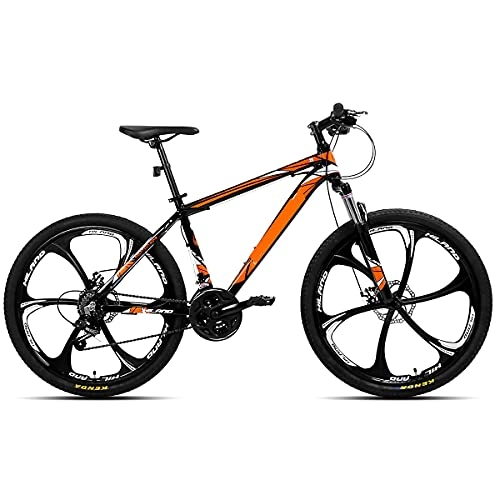 Mountain Bike : HUAQINEI Double disc brake mountain bike 21-speed 26-inch aluminum alloy suspension bike, Red