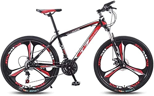 Mountain Bike : HUAQINEI Mountain Bikes, 24 inch bicycle mountain bike adult variable speed light bicycle tri- Alloy frame with Disc Brakes (Color : Black red, Size : 24 speed)