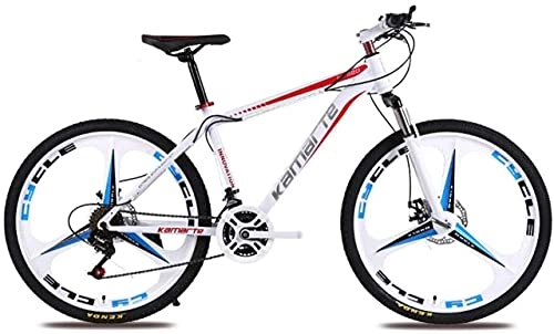 Mountain Bike : HUAQINEI Mountain Bikes, 24 inch mountain bike adult male and female variable speed bicycle three- wheel Alloy frame with Disc Brakes (Color : White Red, Size : 27 speed)