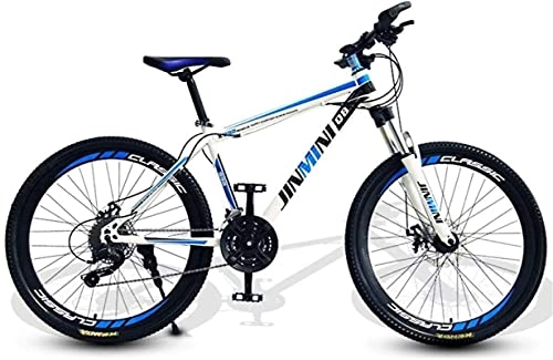Mountain Bike : HUAQINEI Mountain Bikes, 24 inch mountain bike adult men and women variable speed mobility bicycle 40 wheels Alloy frame with Disc Brakes (Color : White blue, Size : 24 speed)