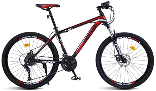 Mountain Bike : HUAQINEI Mountain Bikes, 24 inch mountain bike cross-country variable speed racing light bicycle 40 wheels Alloy frame with Disc Brakes (Color : Black red, Size : 21 speed)