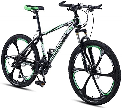 Mountain Bike : HUAQINEI Mountain Bikes, 24 inch mountain bike male and female adult variable speed racing ultra-light bicycle six wheels Alloy frame with Disc Brakes (Color : Dark green, Size : 30 speed)