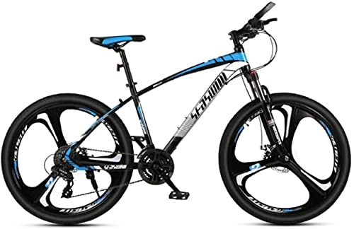 Mountain Bike : HUAQINEI Mountain Bikes, 24 inch mountain bike men and women adult ultralight racing light bicycle tri- No. 1 Alloy frame with Disc Brakes (Color : Black blue, Size : 24 speed)