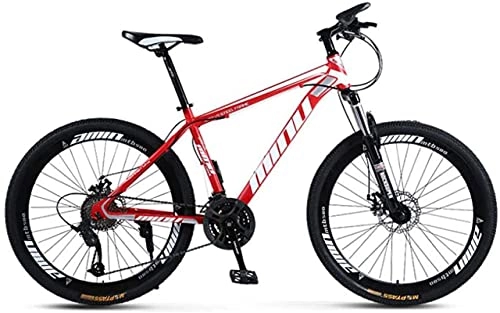 Mountain Bike : HUAQINEI Mountain Bikes, 26 inch male and female adult variable speed mountain bike racing spoke wheel bicycle Alloy frame with Disc Brakes (Color : Red, Size : 24 speed)