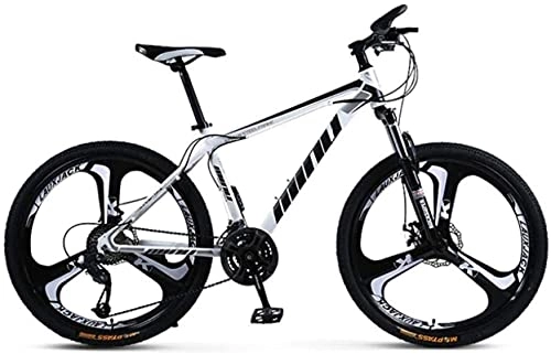 Mountain Bike : HUAQINEI Mountain Bikes, 26 inch male and female adult variable speed mountain bike racing three-wheeled bicycle Alloy frame with Disc Brakes (Color : White black, Size : 30 speed)