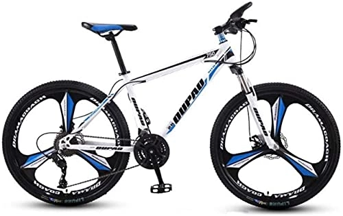 Mountain Bike : HUAQINEI Mountain Bikes, 26 inch mountain bike aluminum alloy cross-country lightweight variable speed youth three-wheel bicycle Alloy frame with Disc Brakes (Color : White blue, Size : 21 speed)
