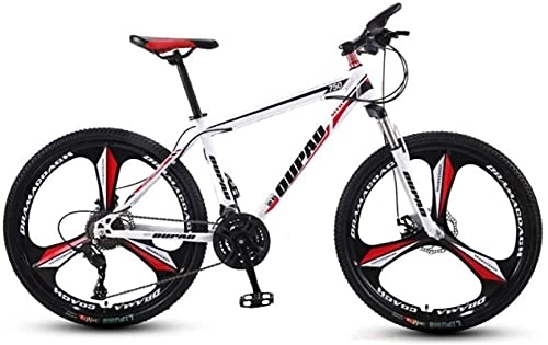 Mountain Bike : HUAQINEI Mountain Bikes, 26 inch mountain bike aluminum alloy cross-country lightweight variable speed youth three-wheel bicycle Alloy frame with Disc Brakes (Color : White Red, Size : 21 speed)