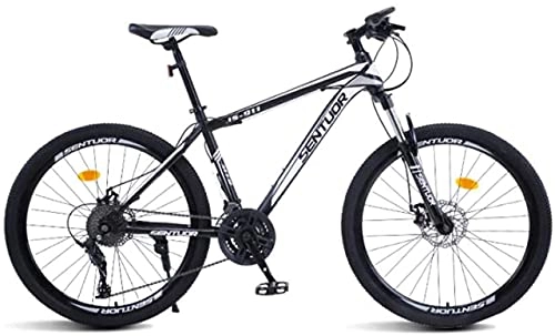 Mountain Bike : HUAQINEI Mountain Bikes, 26 inch mountain bike cross-country variable speed racing light bicycle 40 wheels Alloy frame with Disc Brakes (Color : Black and white, Size : 21 speed)
