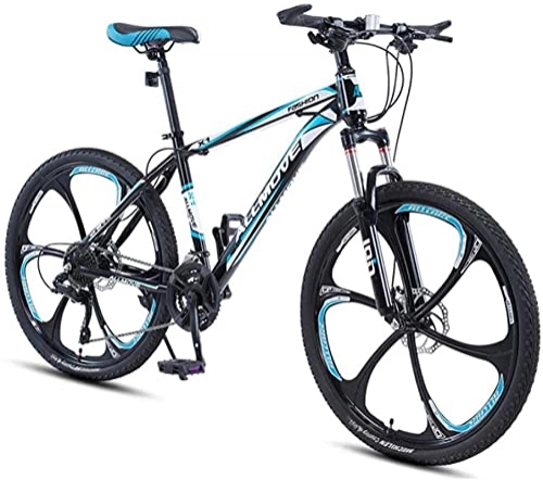 Mountain Bike : HUAQINEI Mountain Bikes, 26 inch mountain bike male and female adult variable speed racing ultra-light bicycle six- wheel Alloy frame with Disc Brakes (Color : Black blue, Size : 30 speed)