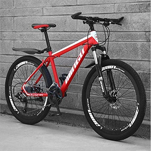Mountain Bike : HUAQINEI Mountain Bikes, 26 inch mountain bike variable speed off-road shock-absorbing bicycle light road racing 40 wheels Alloy frame with Disc Brakes (Color : Red, Size : 21 speed)