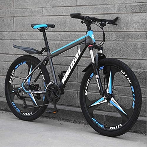 Mountain Bike : HUAQINEI Mountain Bikes, 26 inch mountain bike variable speed off-road shock-absorbing bicycle light road racing three-wheel Alloy frame with Disc Brakes (Color : Black blue, Size : 24 speed)