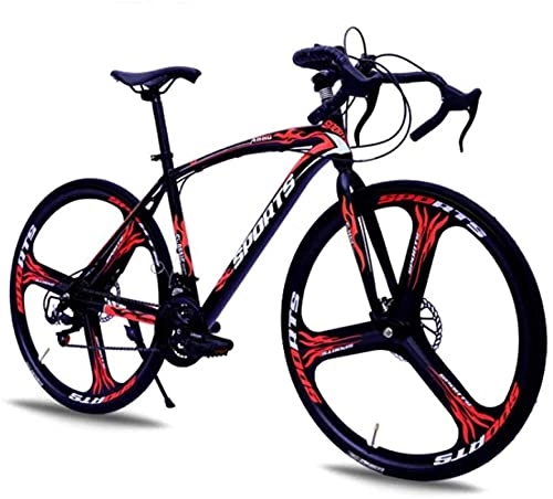 Mountain Bike : HUAQINEI Mountain Bikes, 26-inch road bike with variable speed and double disc brakes, one wheel for racing bicycles Alloy frame with Disc Brakes (Color : Black red, Size : 27 speed)