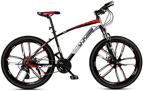 Mountain Bike : HUAQINEI Mountain Bikes, 27.5 inch mountain bike male and female adult ultralight racing light bicycle ten- wheel Alloy frame with Disc Brakes (Color : Black red, Size : 27 speed)