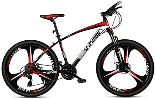 Mountain Bike : HUAQINEI Mountain Bikes, 27.5 inch mountain bike men's and women's adult ultralight racing lightweight bicycle tri- Alloy frame with Disc Brakes (Color : Black red, Size : 21 speed)