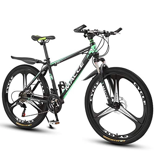 Mountain Bike : JESU Mens / Womens High-carbon steel Road Bike, Dual disc brakes, Front Fork Spring Fork, Multiple Colors, BlackGreen, 21Speed