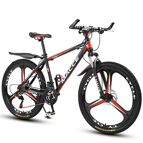 Mountain Bike : JESU Mens / Womens High-carbon steel Road Bike, Dual disc brakes, Front Fork Spring Fork, Multiple Colors, BlackRed, 24Speed