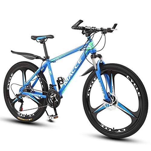 Mountain Bike : JESU Mens / Womens High-carbon steel Road Bike, Dual disc brakes, Front Fork Spring Fork, Multiple Colors, BlueGreen, 24Speed