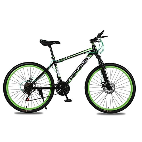 Mountain Bike : JESU Mountain Bike 26 inch 21 speeds, damping Adult Student bicycle with double disc brakes, BlackGreen