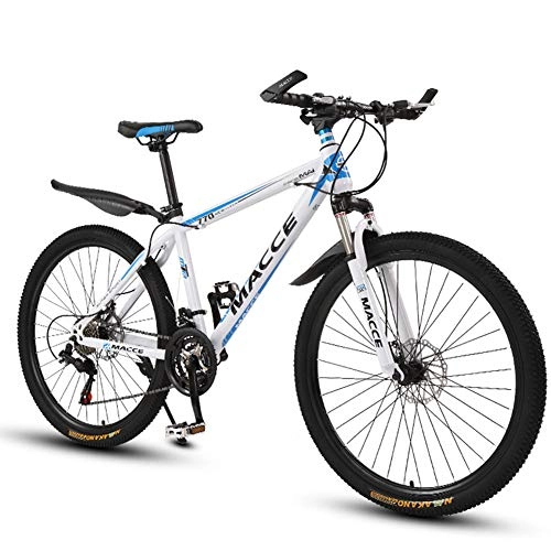 Mountain Bike : JESU Mountain Bike Bicycle Spoke wheel Wheels Dual Disc Brakes, Front and rear mechanical disc brakes, WhiteBlue 26 inch, 27Speed