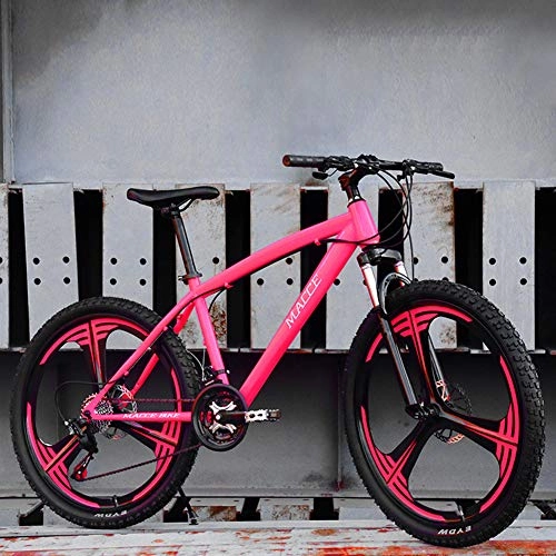 Mountain Bike : JESU Mountain Bikes, 26 Inch Mountain Bike, Dual disc brakes High-carbon steel bicycle, All Terrain Mountain Bike, Pink, 27Speed