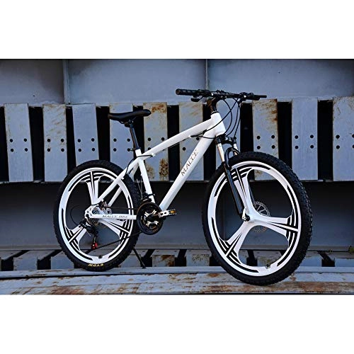 Mountain Bike : JESU Mountain Bikes, 26 Inch Mountain Bike, Dual disc brakes High-carbon steel bicycle, All Terrain Mountain Bike, White, 24Speed