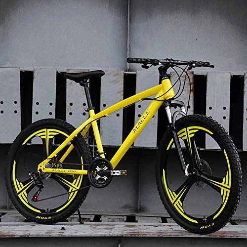 Mountain Bike : JESU Mountain Bikes, 26 Inch Mountain Bike, Dual disc brakes High-carbon steel bicycle, All Terrain Mountain Bike, Yellow, 21Speed