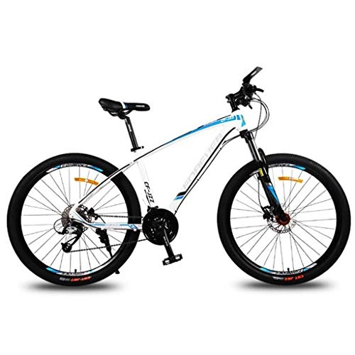 Mountain Bike : JLFSDB 26" 30 Speeds Unisex Bike Lightweight Aluminum Alloy Frame Front Suspension Double Disc Brake (Color : Blue)