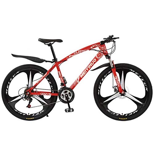Mountain Bike : JLFSDB 26'' Lightweight Carbon Steel Frame 24 / 27 Speed Disc Brake Full Suspension (Color : Red, Size : 27speed)