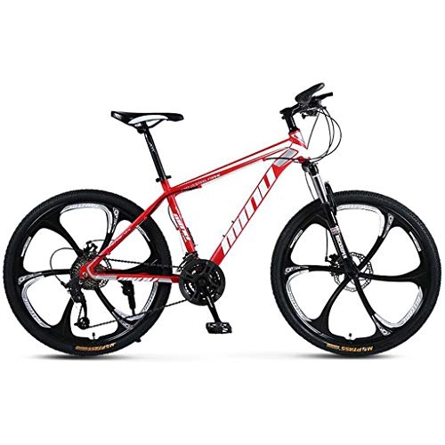 Mountain Bike : JLFSDB 26" Men / Women Mountain Bicycles 21 / 24 / 27 / 30 Speeds MTB Bike Lightweight Carbon Steel Frame Disc Brake Front Suspension (Color : Red, Size : 27speed)