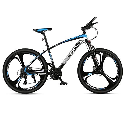 Mountain Bike : JLFSDB Mountain Bike, 26"Carbon Steel Frame Men / Women Hard-tail Bicycles, Dual Disc Brake And Front Fork, 21 / 24 / 27 Speed (Color : Blue, Size : 24 Speed)