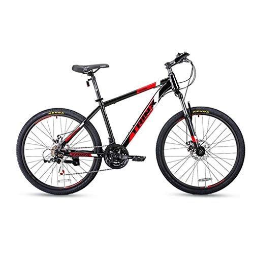 Mountain Bike : JLFSDB Mountain Bike, 26 Inch Men / Women MTB Bicycles, Lightweight Carbon Steel Frame, Front Suspension Dual Disc Brake, 21 Speed (Color : Red)