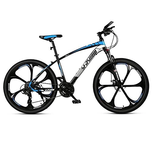 Mountain Bike : JLFSDB Mountain Bike, 26 Inch Mne / Women MTB Bicycles, Carbon Steel Frame, Front Suspension Dual Disc Brake, 21 / 24 / 27 Speeds (Color : Blue, Size : 24 Speed)
