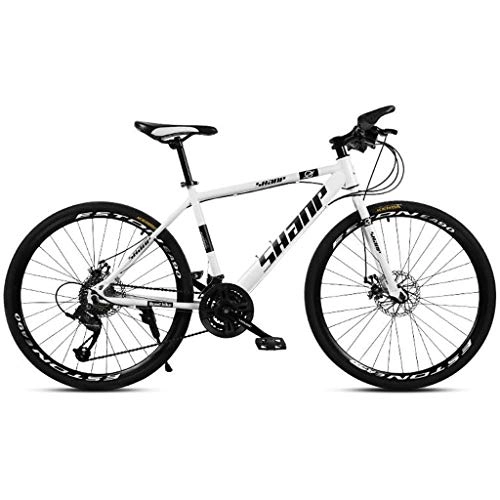 Mountain Bike : JLFSDB Mountain Bike 26 Inch Mountain Bicycles Lightweight Aluminium Alloy Frame 21 / 24 / 27 / 30 Speeds Front Suspension Disc Brake Spoke Wheel (Color : White, Size : 24speed)