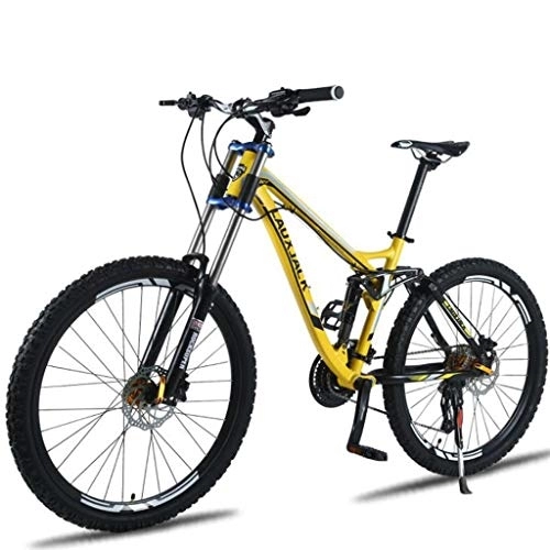 Mountain Bike : JLFSDB Mountain Bike 26 Inch Mountain Bicycles Lightweight Aluminium Alloy Frame 24 / 27 Speeds Front Suspension Disc Brake (Color : Yellow, Size : 27speed)