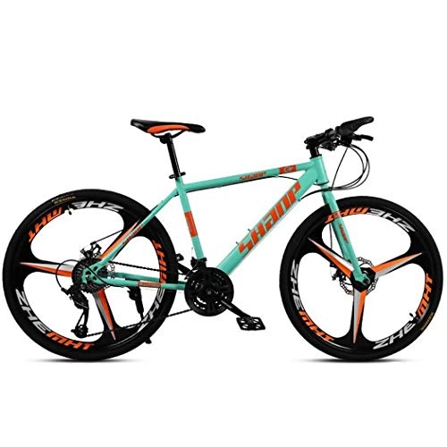 Mountain Bike : JLFSDB Mountain Bike, 26 Inch Mountain Bicycles Lightweight Carbon Steel Frame 21 / 24 / 27 / 30 Speeds Front Suspension Disc Brake (Color : Green, Size : 27speed)