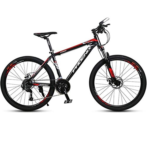 Mountain Bike : JLFSDB Mountain Bike, 26" Lightweight Aluminium Alloy Frame Bike, Dual Disc Brake And Locked Front Suspension, 27 Speed (Color : Red)
