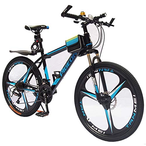 Mountain Bike : JLFSDB Mountain Bike 26" Mountain Bicycles 21 / 24 / 27 Speed Women / Men MTB Lightweight Carbon Steel Frame Dual Suspension Disc Brake (Color : Blue, Size : 21speed)