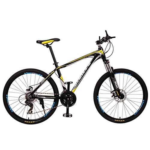 Mountain Bike : JLFSDB Mountain Bike 26" Mountain Bicycles 21 / 27 / 30 Speeds Women / Men MTB Bike Lightweight Aluminum Alloy Frame Front Suspension Double Disc Brake (Color : Yellow, Size : 21speed)