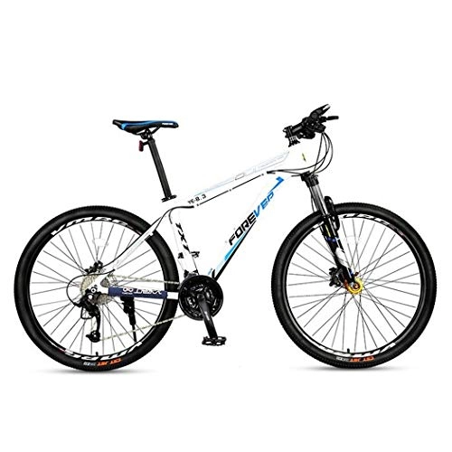 Mountain Bike : JLFSDB Mountain Bike, Aluminium Alloy Frame Unisex Bicycles, 27 Speed Double Disc Brake And Front Fork, 26 Inch Spoke Wheel (Color : Blue)