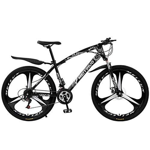 Mountain Bike : JLFSDB Mountain Bike Foldable Adult Mountain Bicycles 26'' Lightweight Carbon Steel Frame 21 / 24 / 27 Speed Disc Brake Full Suspension (Color : Black, Size : 24speed)