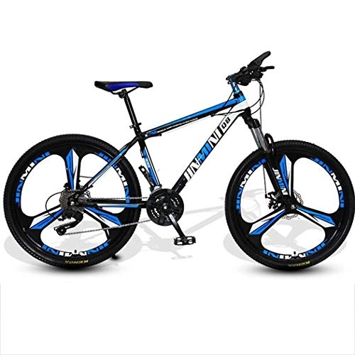 Mountain Bike : JLFSDB Mountain Bike, Unisex Hardtail Mountain Bicycles, Carbon Steel Frame, 26 Inch Wheel, Dual Disc Brake Front Suspension (Color : Black+Blue, Size : 27 Speed)