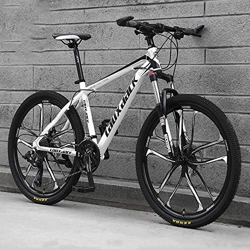 Mountain Bike : JUZSZB Adult Mountain Bikes, 26 Inch Aluminum Alloy Mountain Bike With 30 Speeds And Off Road Shock Absorption White Black 30 Speed