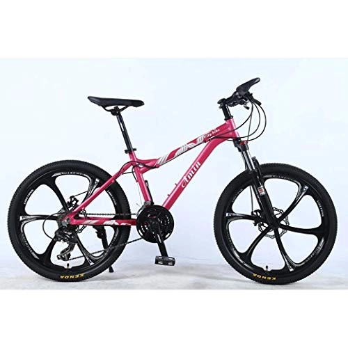 Mountain Bike : JYTFZD WENHAO 24 Inch 24-Speed Mountain Bike for Adult, Lightweight Aluminum Alloy Full Frame, Wheel Front Suspension Female Off-Road Student Shifting Adult Bicycle, Disc Brake (Color : Pink 9)
